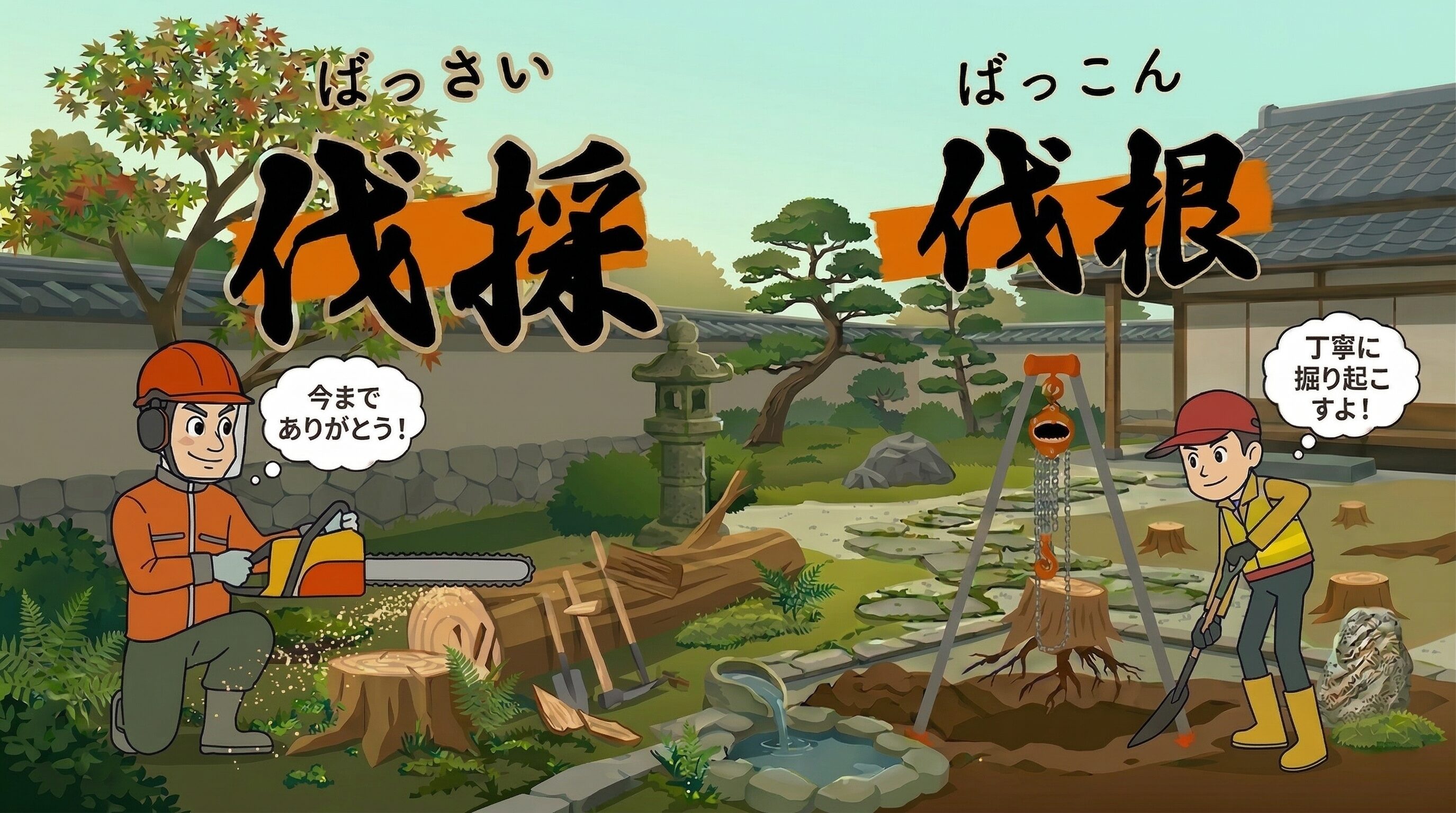 伐採・伐根のお知らせイラスト