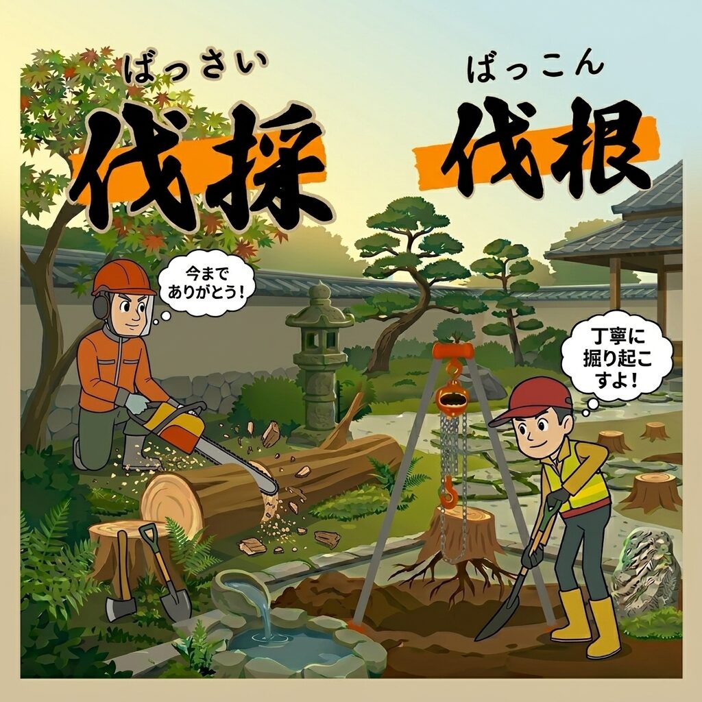 伐採・伐根のお知らせイラスト